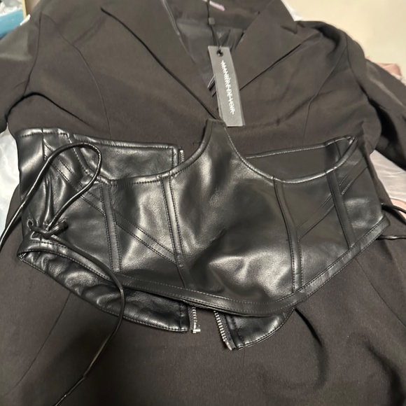 BLAZER WITH VEGAN LEATHER CORSET - Picture 4 of 4